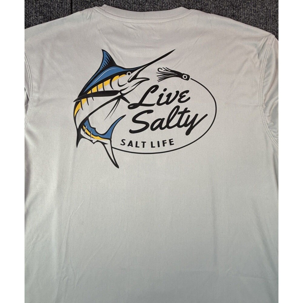 Salt Life Men's Size M Long Sleeve UV Tee SLX UVapor Gray Performance Shirt NWT
